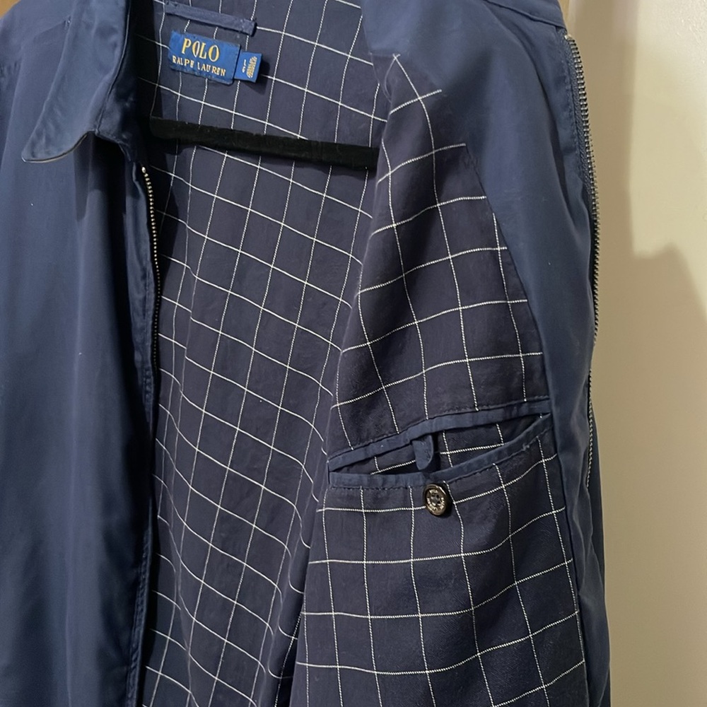 Polo Ralph Lauren Navy Harrington Plaid Lined Full Zip Jacket in Size L - Picture 8 of 15